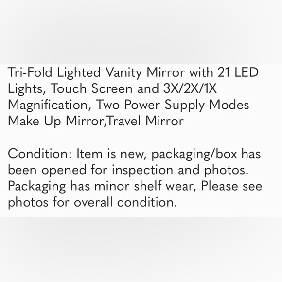 Tri-Fold Lighted Vanity Mirror with 21 LED Lights, Touch Screen and 3X/2X/1X Mag - Picture 15 of 15